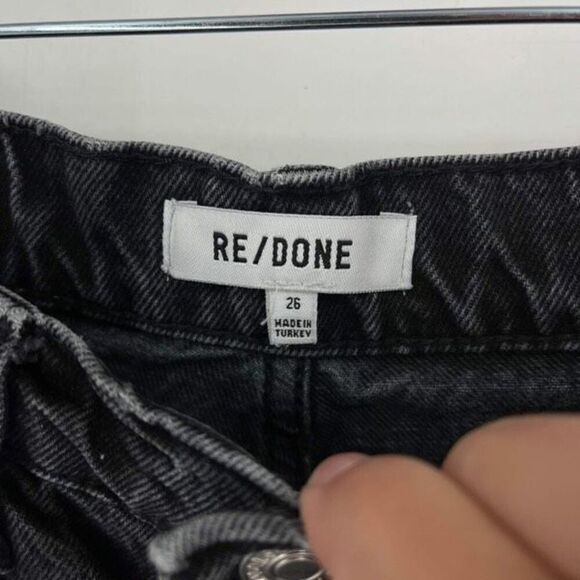 Re/Done Women's Whiskered Cotton Blended Straight Jeans Black Size 26 - Picture 3 of 9